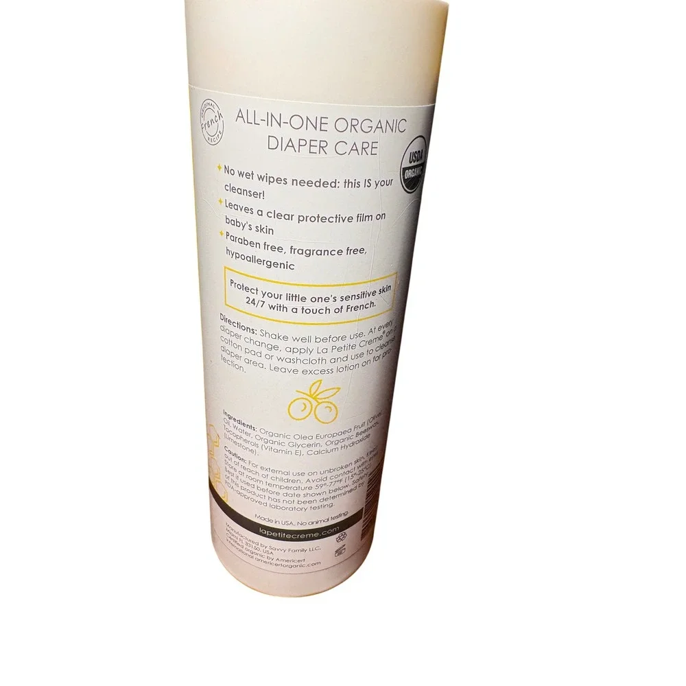 La Petite Creme Organic Diapering Lotion Refill 20oz Alternative to Baby Wipes